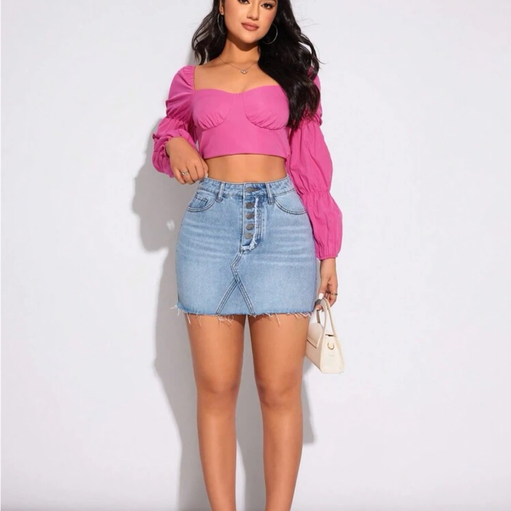 Women'S Button Front Denim Mini Skirt size X SMALL